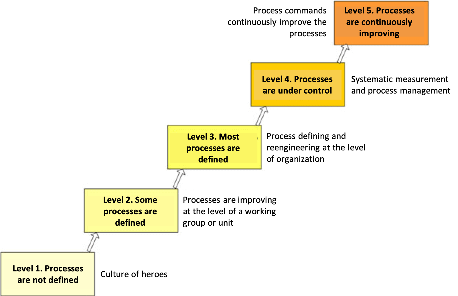 Fig. 1. Levels of process maturity according to the CMMI model